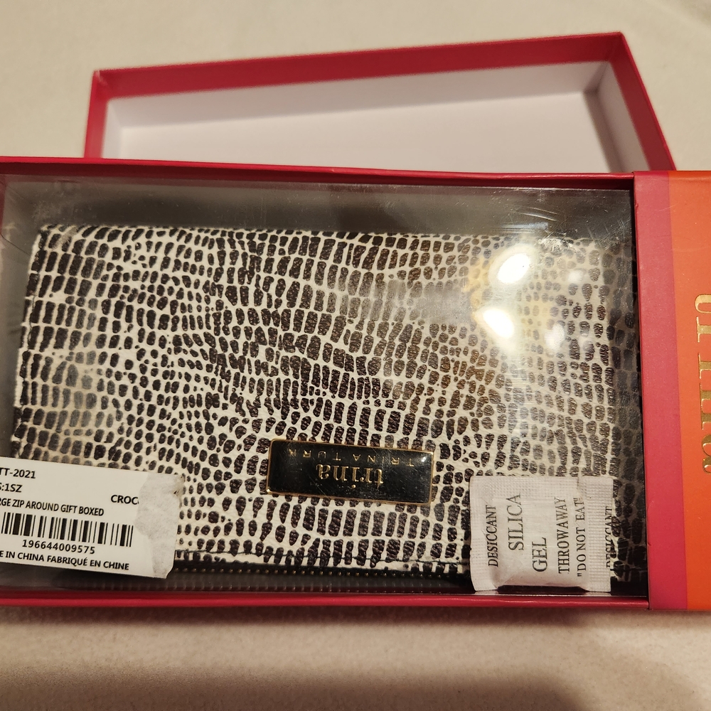Trina Turk Black and White Croc Wallet